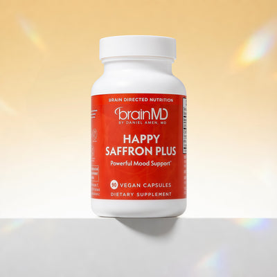 BRAINMD Dr Amen Happy Saffron Plus - 90 Capsules - with Saffron Flower Extract, Curcumin & Zinc - Vegan, Gluten Free - 30 Servings